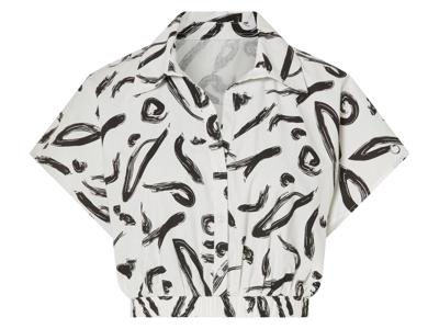 esmara Dames blouse (Zwart/wit met print, L (44-46))