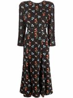 Ulyana Sergeenko robe en soie à fleurs - Noir - thumbnail