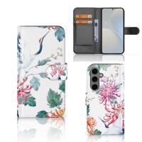 Samsung Galaxy S25 | Telefoonhoesje | Met pasjeshouder | Bird Flowers