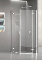 Duka Pura R 5000 hoekinstap R.deel 90(B)x200(H) cm (voor comb. hoekinstap L.deel, gemonteerd op een vloer - glas midden) chroom/zilver hoogglans gesatineerd glas - scharniervariant soft design chroom