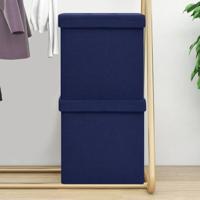 Opbergkrukken inklapbaar 2 st kunstlinnen blauw