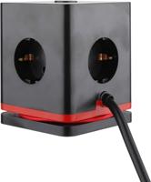 IOIO contactdoos SW1000, 3 stopcontacten en 3 USB-poorten, kubus, zwart