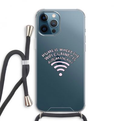 Home Is Where The Wifi Is: iPhone 12 Pro Max Transparant Hoesje met koord