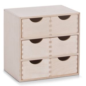 Zeller ladeblok/organizer - 6 lades - 28 x 20 x 28 cm - hout - Ladeblok