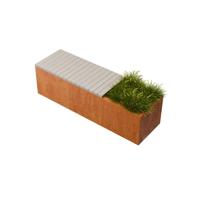 Geroba Geroba hardhouten zitbank met plantenbak Florisa C4 1500x400x420mm - Cortenstaal