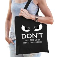 Dont tell girls married cadeau katoenen tas zwart voor volwassenen - thumbnail