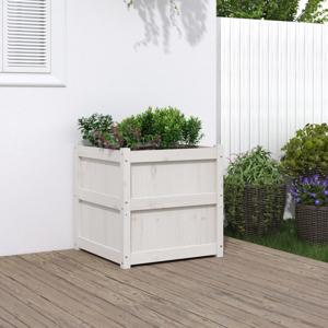 VidaXL Plantenbak 60x60x60 cm massief grenenhout wit