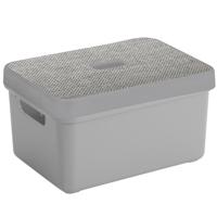 Sunware Opbergbox - lichtgrijs - 13 Liter - kunststof - met deksel - 35 x 25 x 18 cm