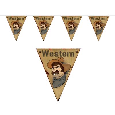 Cowboys en western thema Vlaggenlijn - 500 cm - versiering - kunststof - feestartikelen