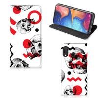 Mobiel BookCase Samsung Galaxy A20e Skull Red