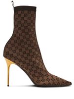 Balmain Skye 95mm monogram-jacquard boots - Marron - thumbnail