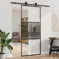 Schuifdeur Zwart 90 x 205 cm Gehard glas en Aluminium