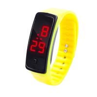 LED digitale display siliconen armband kinderen elektronische horloge (geel)