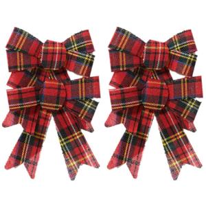 Kerst decoratie strikjes - 4x st - rood -geruit - 17 cm - kerststrikjes - strikken