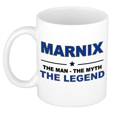 Marnix cadeau mok - man myth legend - naam koffiemok / beker - wit en blauw - 300 ml Marnix cadeau mok - man myth legend - naam koffiemok / beker - wit en blauw - 300 ml