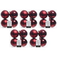20x Kunststof kerstballen glanzend/mat donkerrood 10 cm kerstboom versiering/decoratie - Kerstbal - thumbnail