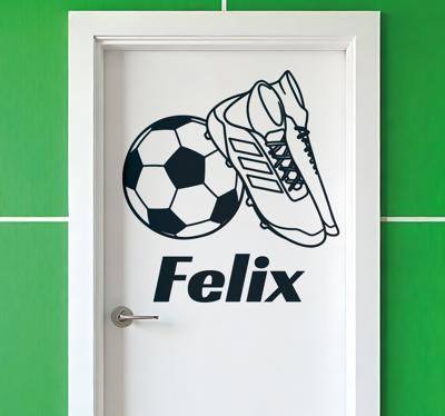 Deursticker voetbalnaam voor kinderkamer