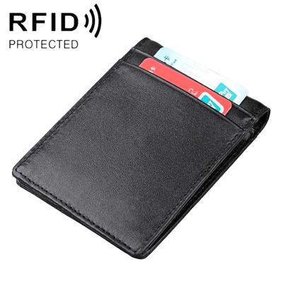 9037 Antimagnetic RFID Crazy Horse Texture Leather Wallet Billfold for Men and Women (Black)