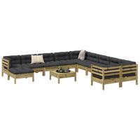 12-delige Loungeset met kussens geïmpregneerd grenenhout