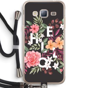 Hello in flowers: Samsung Galaxy J3 (2016) Transparant Hoesje met koord