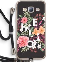 Hello in flowers: Samsung Galaxy J3 (2016) Transparant Hoesje met koord