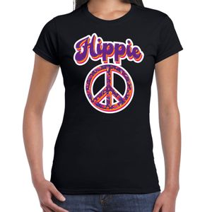 Hippie t-shirt zwart voor dames