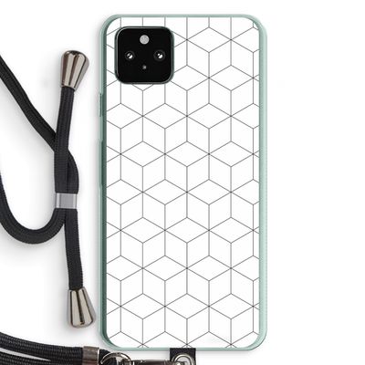 Zwart-witte kubussen: Pixel 5a 5G Transparant Hoesje met koord