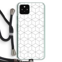 Zwart-witte kubussen: Pixel 5a 5G Transparant Hoesje met koord Zwart-witte kubussen: Pixel 5a 5G Transparant Hoesje met koord
