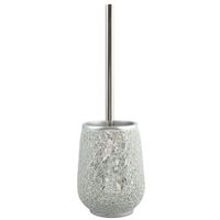 MSV Toilet/wc-borstel houder Scarlett - kunststeen - zilver - 36 cm   -