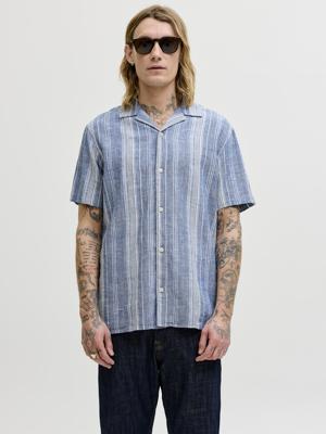 Jack & Jones Jprblusummer Lin. Blen Dobby Ss Shirt Sn Overhemd 4954486 Ashley Blue Regular Fit
