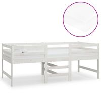 The Living Store Hoogslaper Massief Grenenhout - 203.5 x 98 x 80.5 cm - Wit - Inclusief Matras The Living Store Hoogslaper Massief Grenenhout - 203.5 x 98 x 80.5 cm - Wit - Inclusief Matras