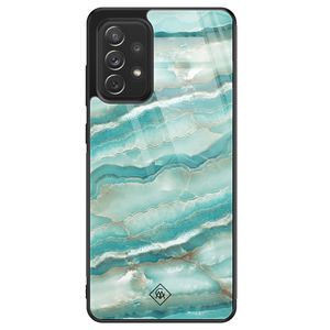 Samsung Galaxy A52 glazen hardcase - Marmer azuurblauw