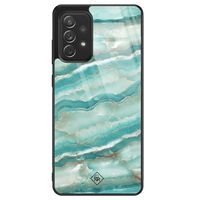 Samsung Galaxy A52 glazen hardcase - Marmer azuurblauw