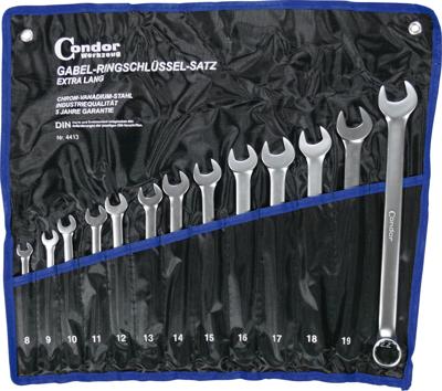 Condor ring-steeksleutel set "4413" fork ring spanner set 8-22mm super long