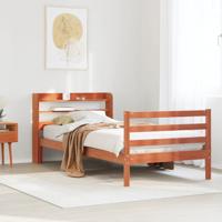 Bedframe zonder matras massief grenenhout wasbruin 75x190 cm