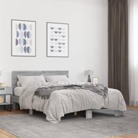 Bedframe bewerkt hout metaal grijs sonoma eiken 140x190 cm