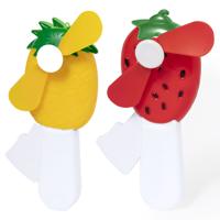 Mini ventilator/handventilator - 2x stuks - ananas/aardbei - verkoeling - festival/zomer