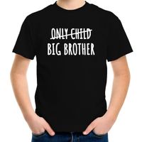 Correctie only child big brother grote broer cadeau t-shirt zwart jongen - Aankondiging broer of zus - thumbnail