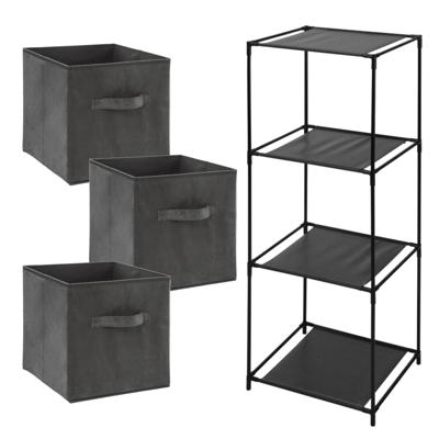 5Five Opbergkastje Smartrack met kastmanden - 3x mandjes van stof - donkergrijs - 34 x 98 cm 5Five Opbergkastje Smartrack met kastmanden - 3x mandjes van stof - donkergrijs - 34 x 98 cm