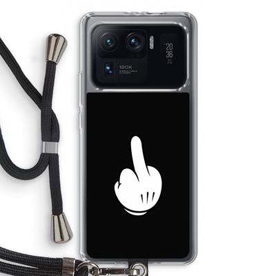 Middle finger black: Xiaomi Mi 11 Ultra Transparant Hoesje met koord
