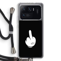 Middle finger black: Xiaomi Mi 11 Ultra Transparant Hoesje met koord