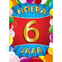 Verjaardag deurposter - 6 jaar - multi - 59 x 84 cm - leeftijd feestartikelen