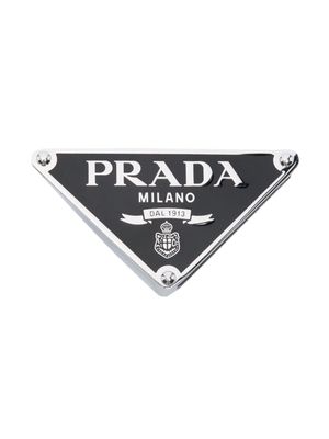 Prada boucle de ceinture à logo triangle - Noir