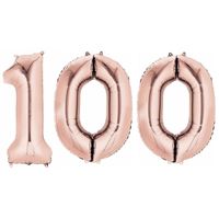 100 jaar rose gouden folie ballonnen 88 cm leeftijd/cijfer - thumbnail