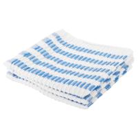 Vaatdoekjes - 15x - wit/blauw - badstof - 35 x 33 cm - schoonmaakdoek