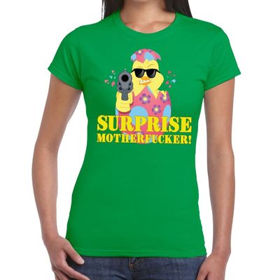 Fout paas t-shirt groen surprise motherfucker voor dames