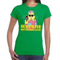 Fout paas t-shirt groen surprise motherfucker voor dames