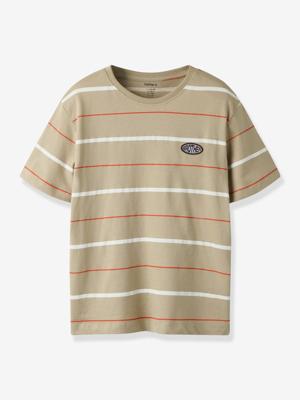 Gestreept t-shirt voor jongens met NAME IT-logo taupe Gestreept t-shirt voor jongens met NAME IT-logo taupe