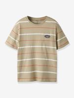 Gestreept t-shirt voor jongens met NAME IT-logo taupe