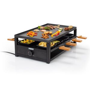 Princess 162655 Black Steel Raclette - Speciaal parkeerdek voor pannetjes - Inclusief 8 spatels